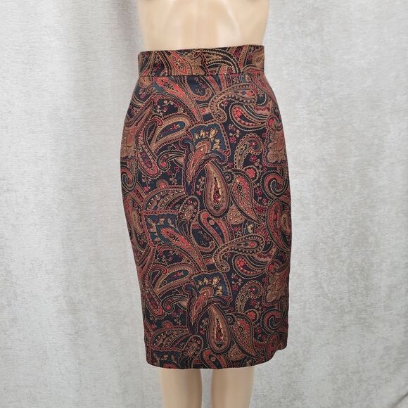 JH Collectibles Silk Paisley Blazer and Skirt Vintage 90s Suit Matching Set - Picture 2 of 15